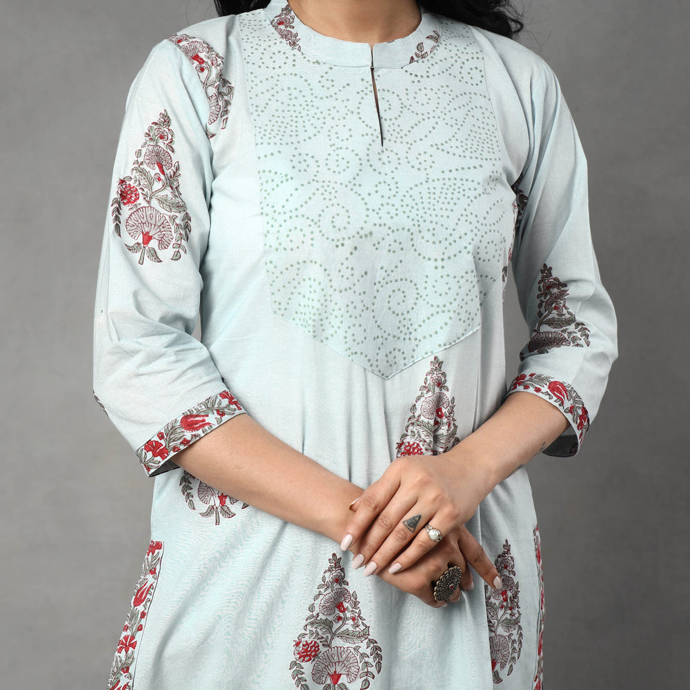 Sanganeri Kurta with Palazzo & Dupatta Set