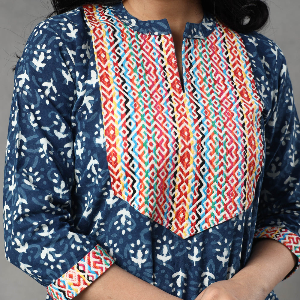 Block Printed Kurta with Palazzo & Dupatta Set
