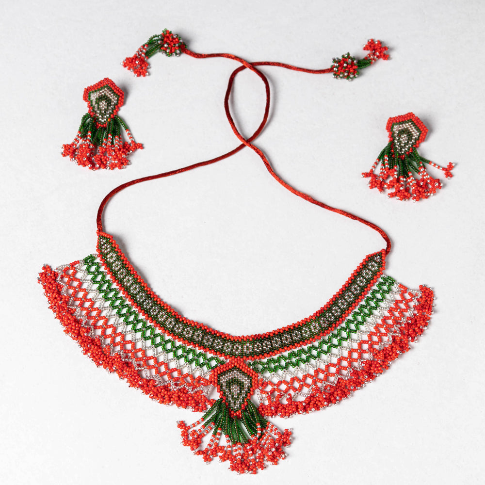 Neemuch Handmade Beadwork Hasli Necklace Set by Pushpa Harit