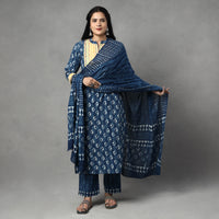 Block Printed Kurta with Palazzo & Dupatta Set
