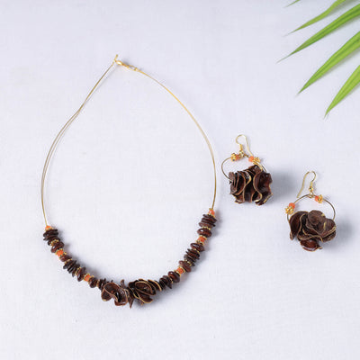 Handmade Natural Acacia Auriculiformis Seeds Necklace Set