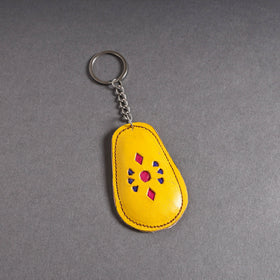 Yellow Handcrafted Kutch Leather Keychain 