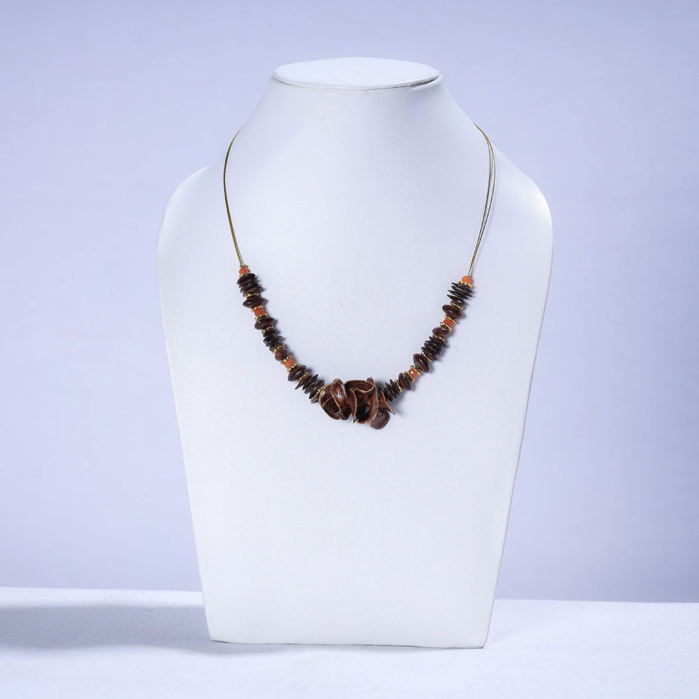 Handmade Natural Acacia Auriculiformis Seeds Necklace Set