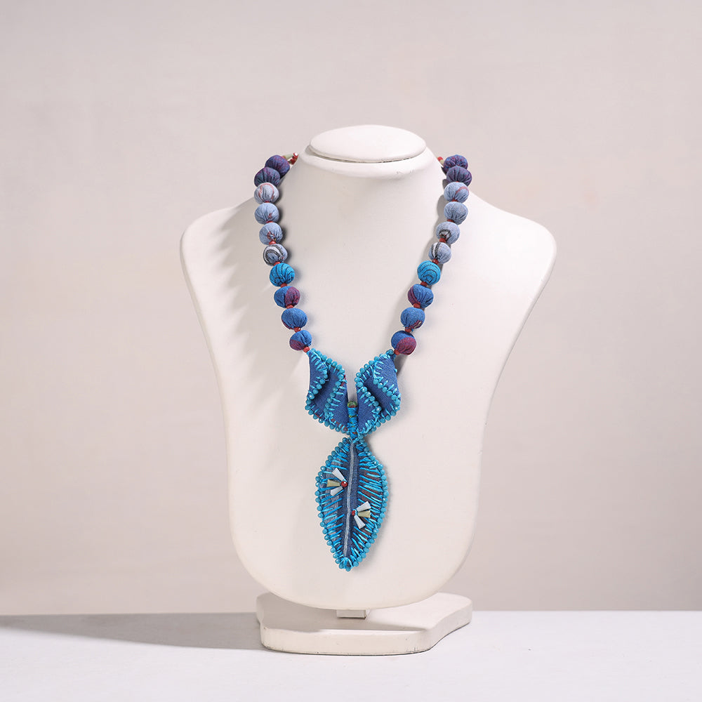 Hand Embroidered Fabart Necklace with Beadwork by Rangila Dhaga