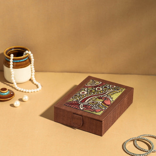 Handpainted Kalamkari Ghicha Silk Necklace Box