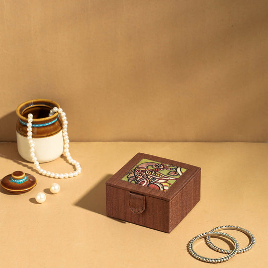 Handpainted Kalamkari Ghicha Silk Bangle Box (Small)