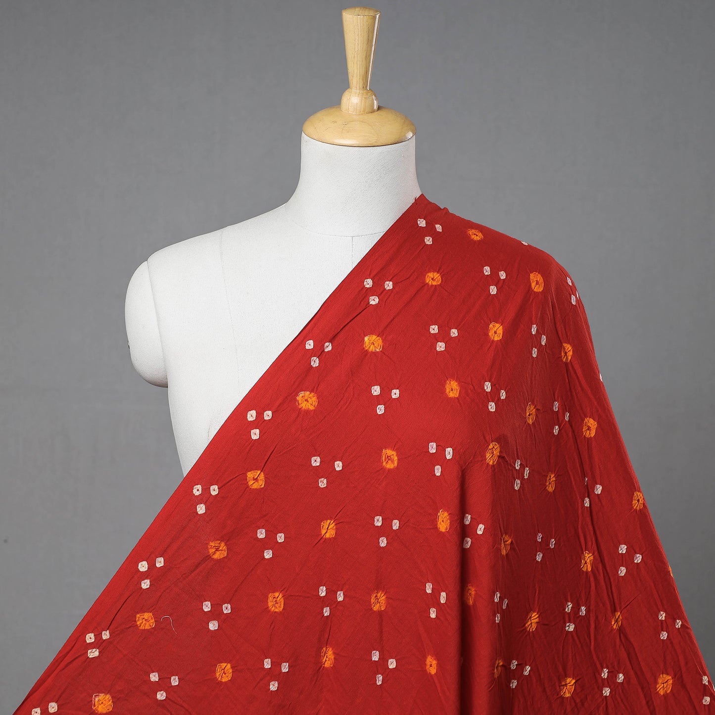 Candy Apple Red Kutch Bandhani Tie-Dye Mul Cotton Fabric