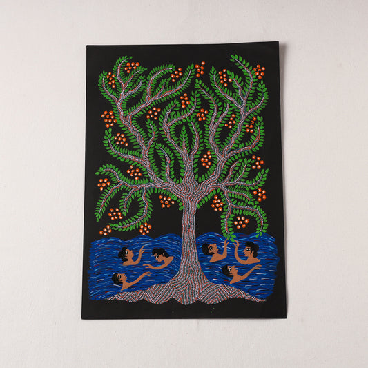 Handpainted Bhil Pithora Painting by Geeta Bariya (16 x 12 in)