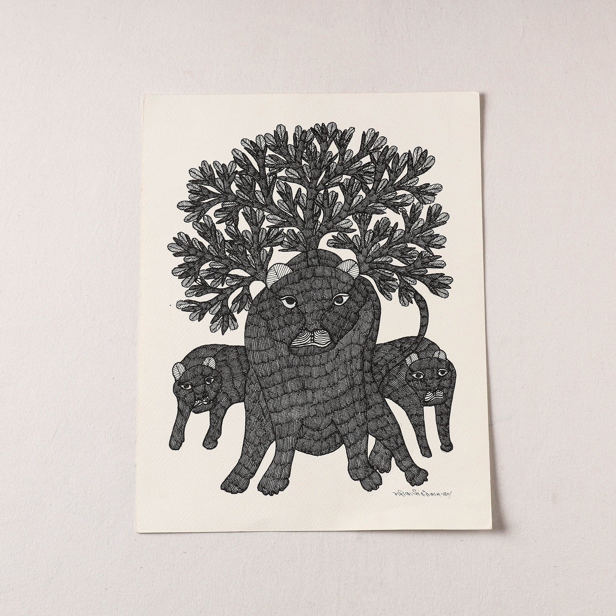  Original Gond Folk Art Painting by Gariba Singh Tekam 