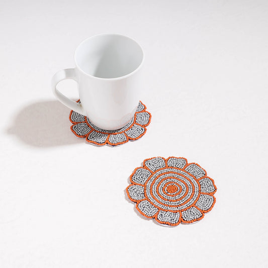 Handmade Hapur Bead Work Coasters (Set of 2)