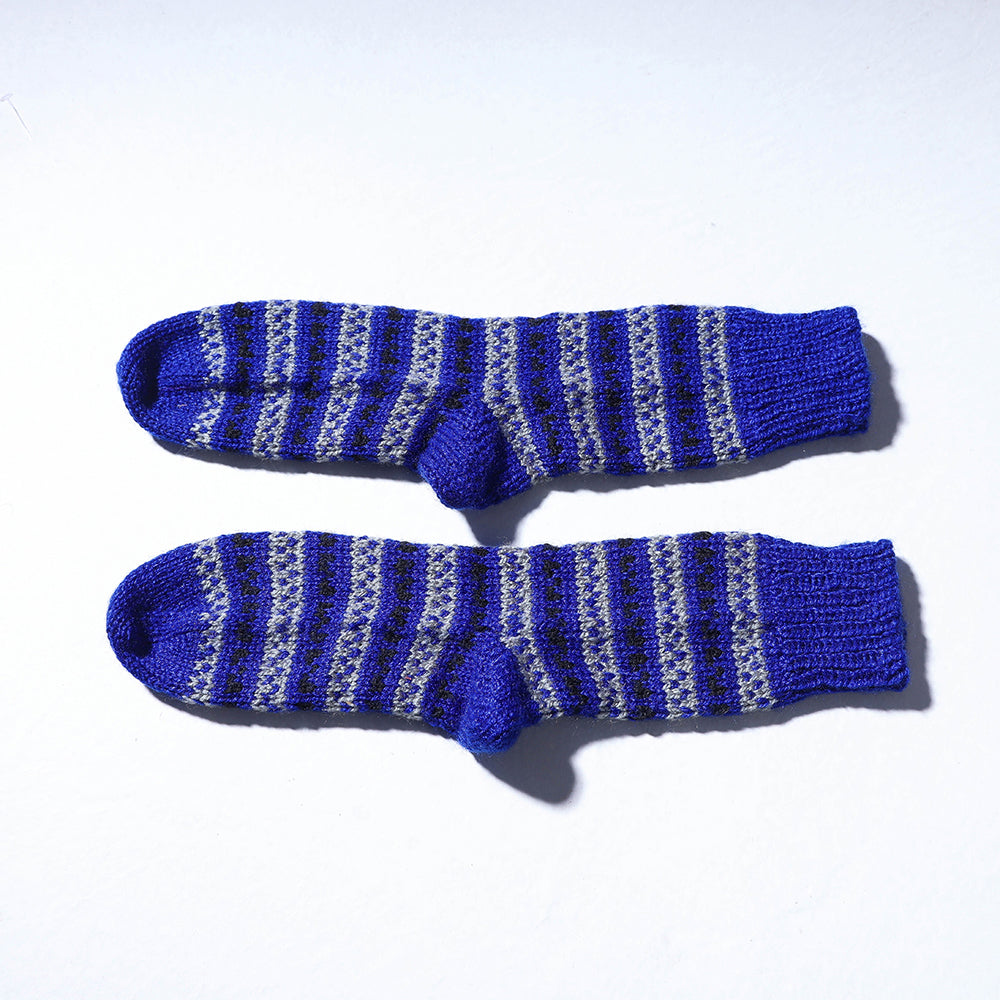 Blue Kumaun Hand Knitted Woolen Socks (Adult)
