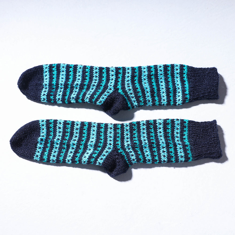 Blue Kumaun Hand Knitted Woolen Socks (Adult)