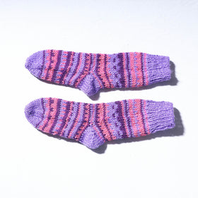  Purple Kumaun Hand Knitted Woolen Socks - Kids