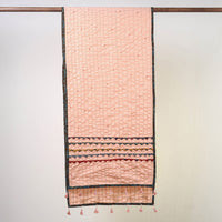 Peach - Kutch Tagai Work Ajrakh Border Cotton Stole with Tassels