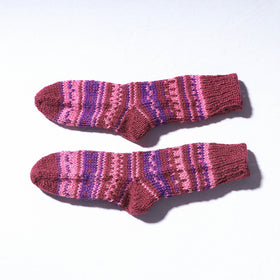  Multicolor Kumaun Hand Knitted Woolen Socks - Kids