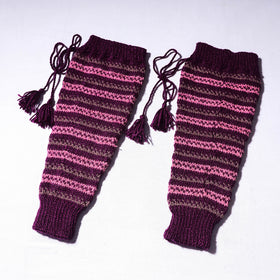  Purple Kumaun Hand Knitted Woolen Leg Warmer