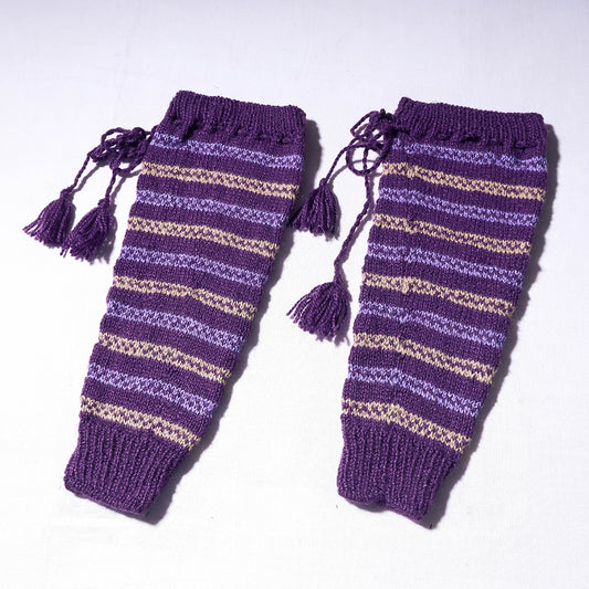 Purple - Kumaun Hand-knitted Woolen Leg Warmer