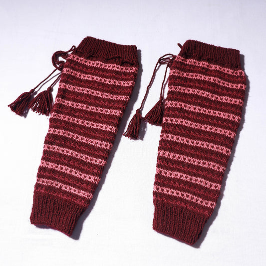 Maroon - Kumaun Hand-knitted Woolen Leg Warmer