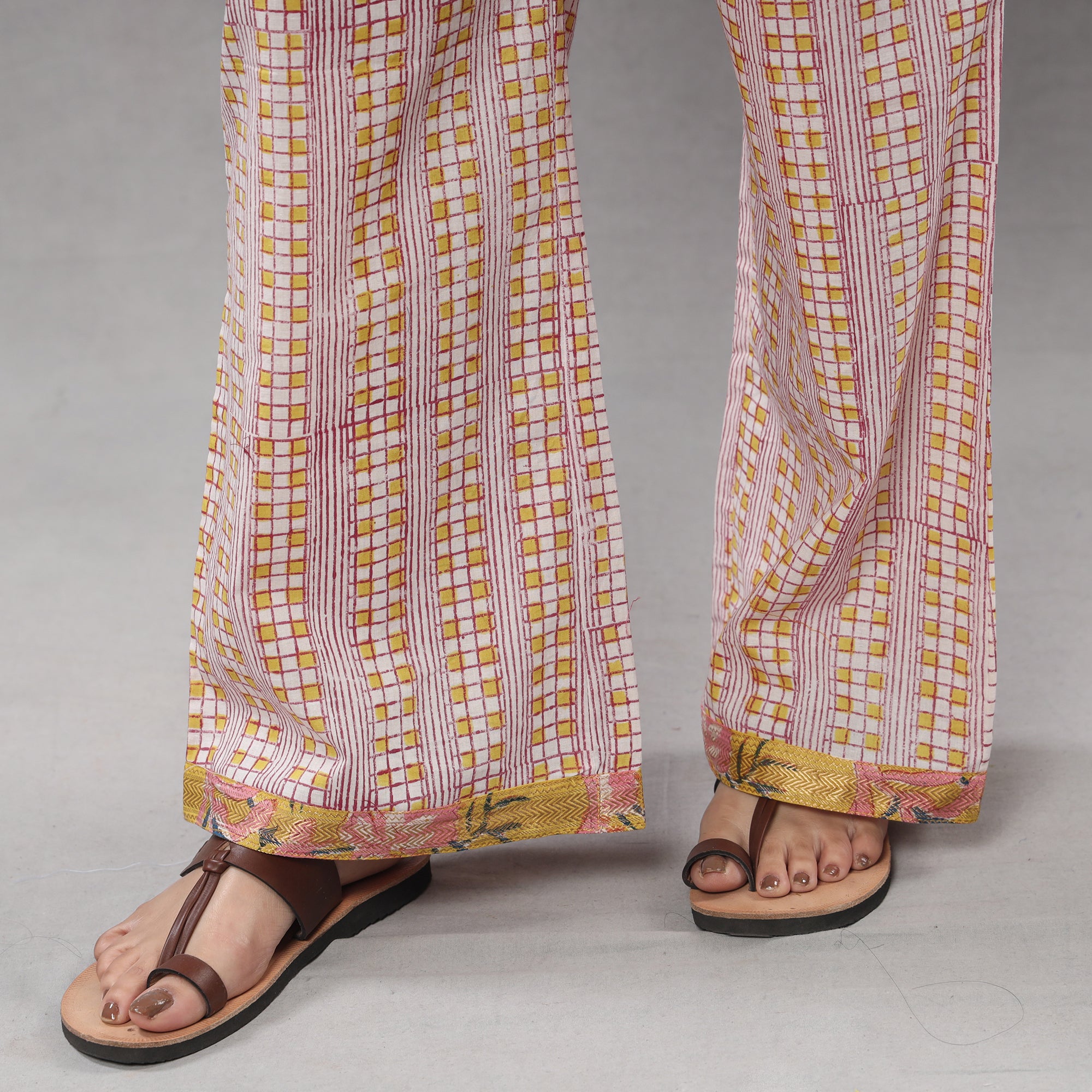  Sanganeri Block Printing Maheshwari Silk Kurta with Palazzo & Dupatta Set 