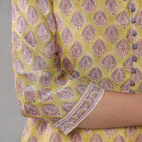 Yellow - sanganeri printing maheshwari silk kurta