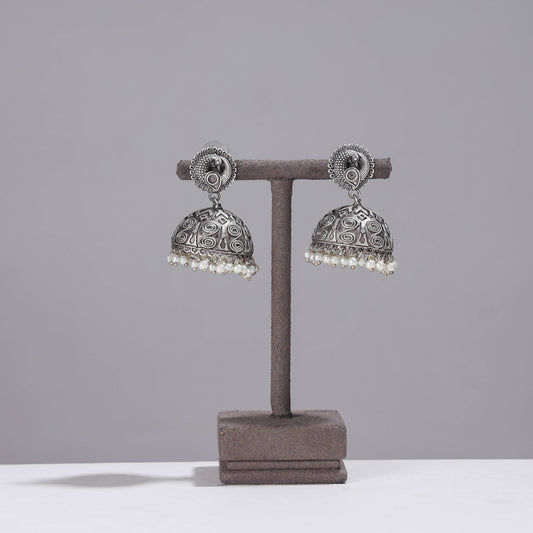 Antique Finish Oxidised German Silver Jhumki Earrings