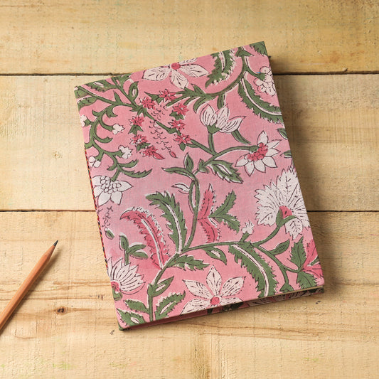 Sanganeri Fabric Cover Handmade Paper Notebook (9 x 7 in)