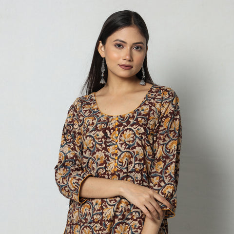 Buy Kalamkari Block Printed Cotton Long Kurta Online l iTokri.com
