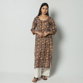 Buy Kalamkari Block Printed Cotton Long Kurta Online l iTokri.com