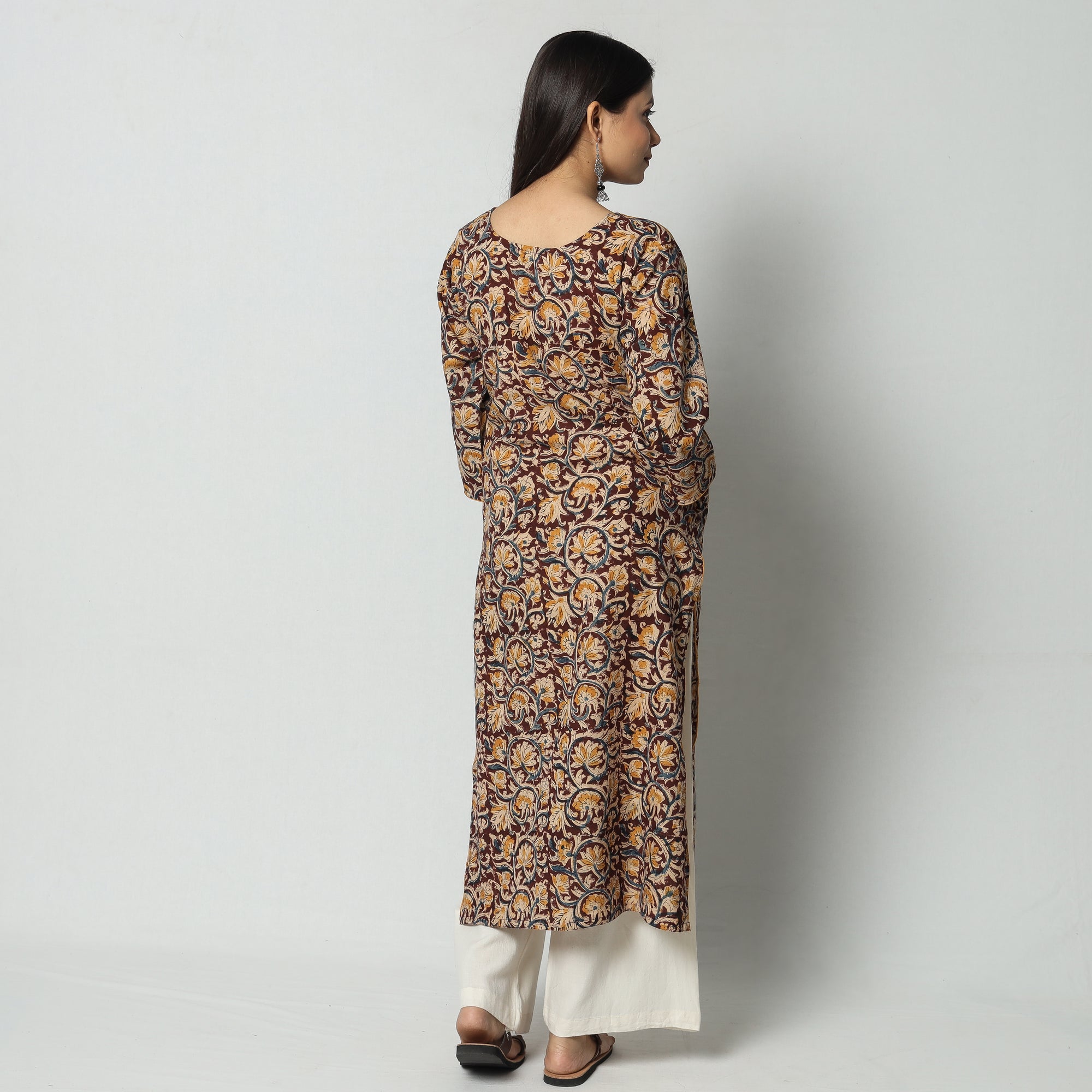 Buy Kalamkari Block Printed Cotton Long Kurta Online l iTokri.com