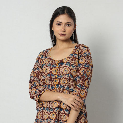 Buy Kalamkari Block Printing Cotton Long Kurta For Women