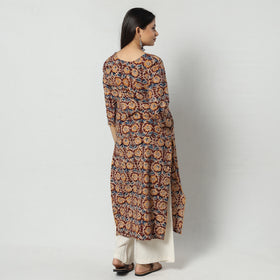 Buy Kalamkari Block Printing Cotton Long Kurta For Women