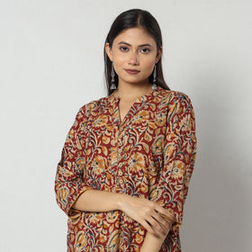 Buy Kalamkari Block Printed Cotton Long Kurta For Women