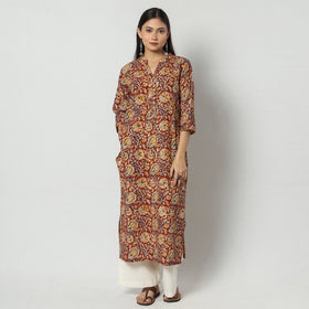 Buy Kalamkari Block Printed Cotton Long Kurta For Women