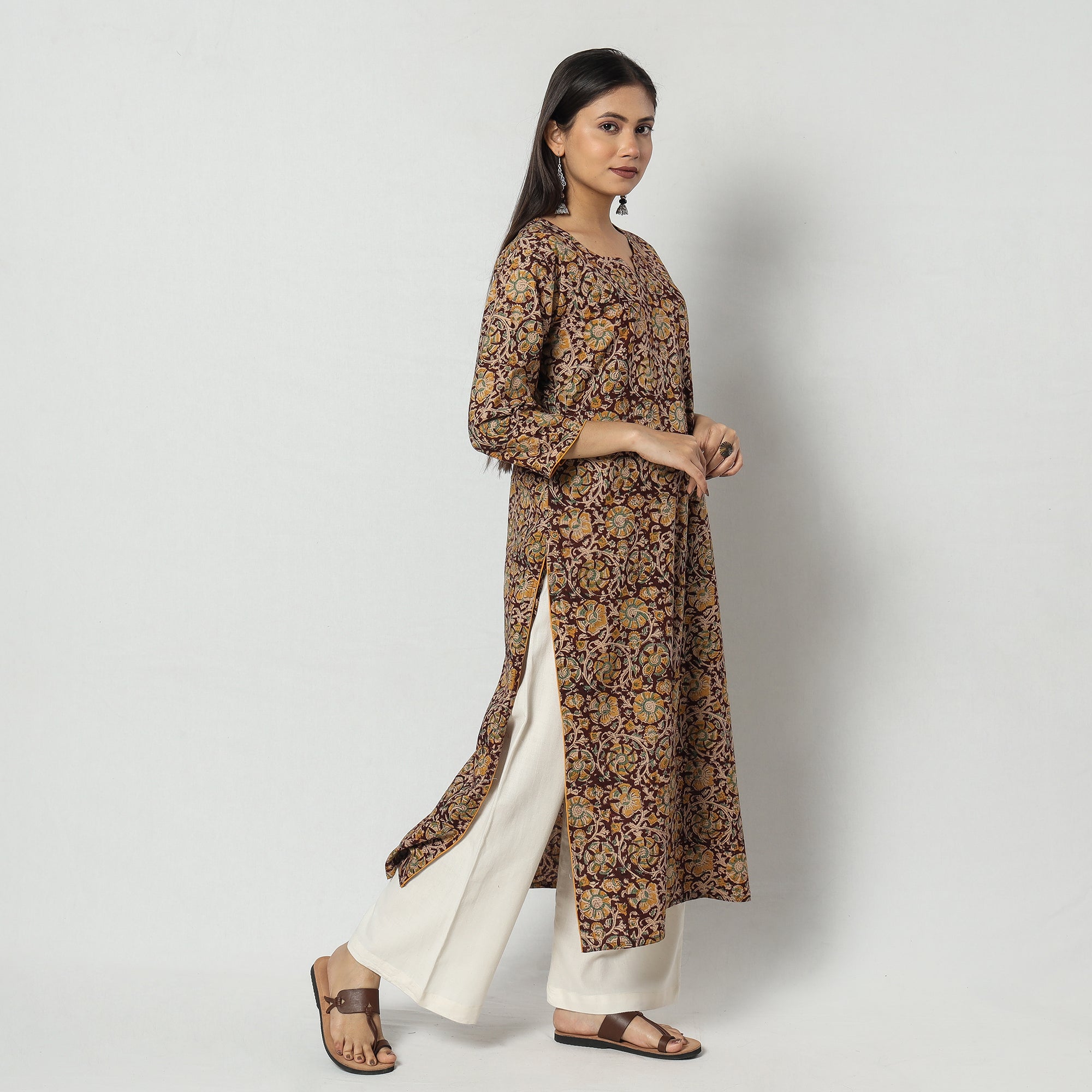 Buy Kalamkari Block Printing Cotton Long Kurta For Women