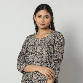 Kalamkari Block Print Cotton Long Straight Kurta For Women