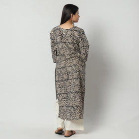 Kalamkari Block Print Cotton Long Straight Kurta For Women