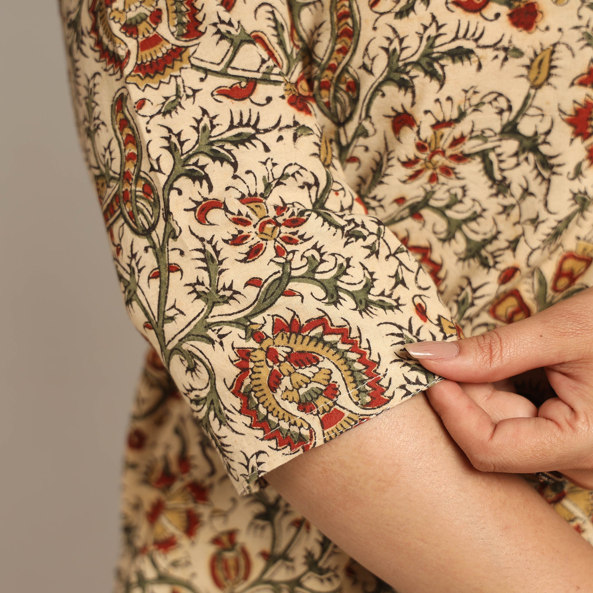  Pedana Kalamkari Block Printed Cotton Kurta with Palazzo Set 