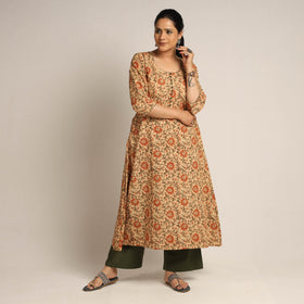  Pedana Kalamkari Block Printed Cotton Kurta with Palazzo Set Online at iTokri.com