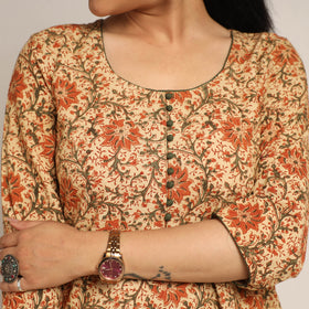 Pedana Kalamkari Block Printed Cotton Kurta with Palazzo Set Online at iTokri.com