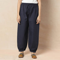 Navy Blue - Flex Cotton Plain Elasticated Pant