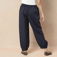 Navy Blue - Flex Cotton Plain Elasticated Pant