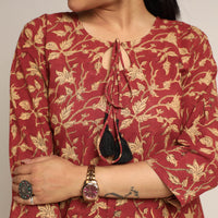 Pedana Kalamkari Block Printed Cotton Kurta with Palazz