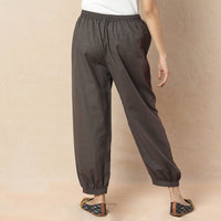 Dark Grey - Flex Cotton Plain Elasticated Pant