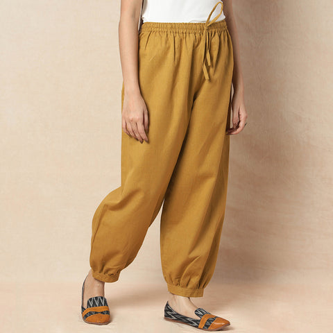 Honey Mustard Yellow - Flex Cotton Plain Elasticated Pant