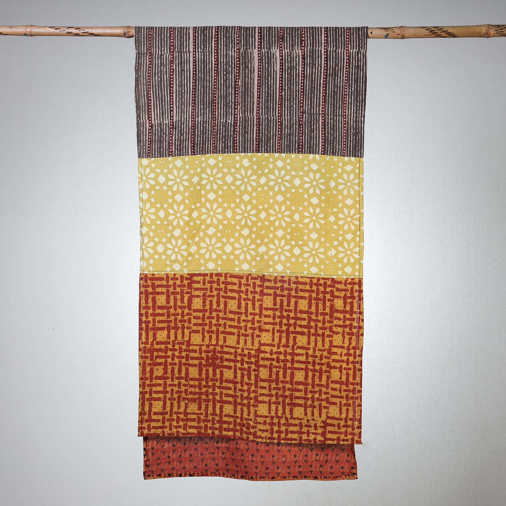 Akola Block Printed Patchwork Cotton Stole