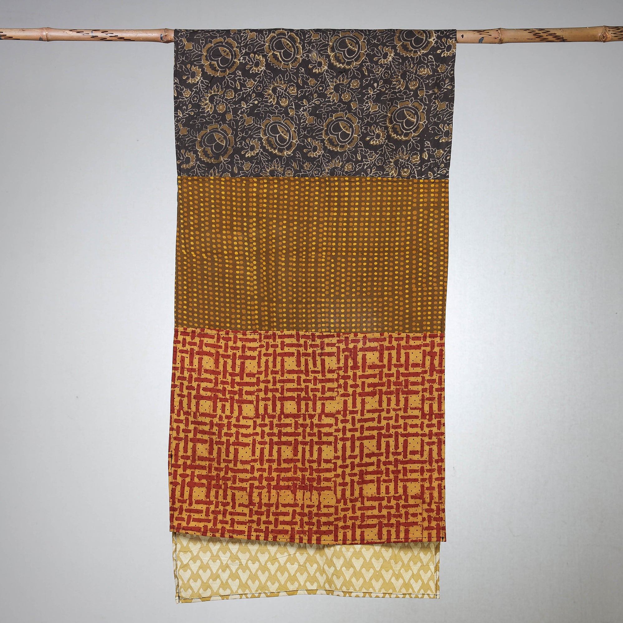 Akola Block Printed Patchwork Cotton Stole