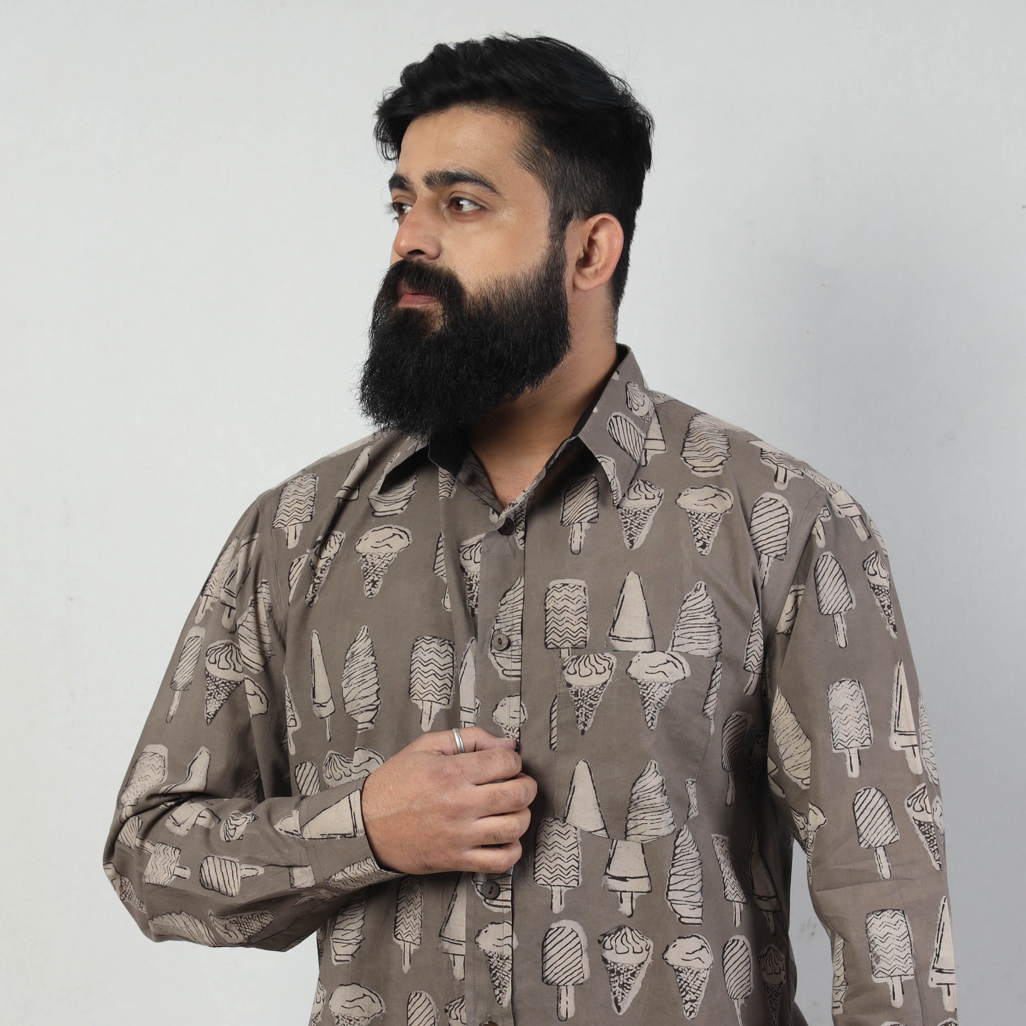 Bindaas Block Art Printed Cotton Men Full Sleeve Shirt