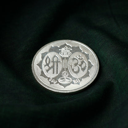 Silver Lord Ganesha and Laxmi Ji Coin