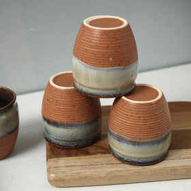  Ceramic Dual Tone Brown Kullad (Set of 6) 