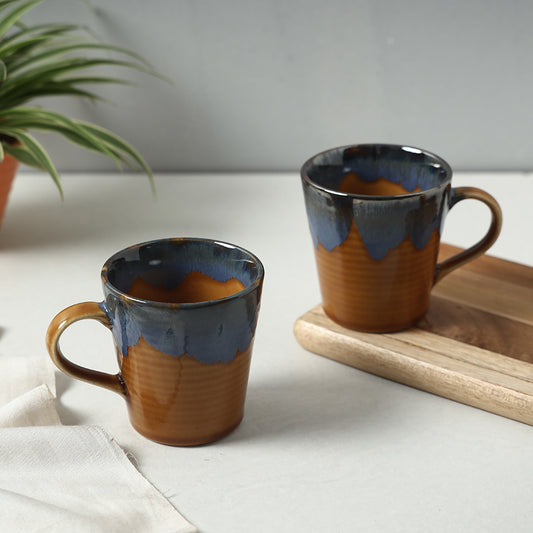 Ceramic Flow Design Mugs (Set of 2, 300 ml)